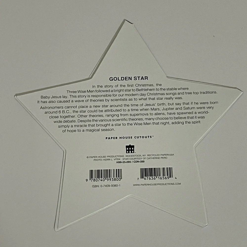 New Paper House Gold Star Die Cut Fill In Invitations Set/10 Christmas New Years